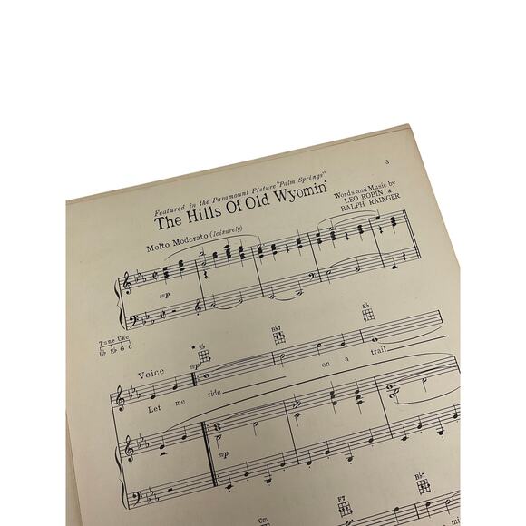 The Hills Of Old Wyomin Sheet Music Palm Springs Leo Robin Ralph Rainger - Picture 3 of 5